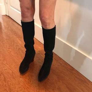 Robert Clergerie black wedge heel knee high boots